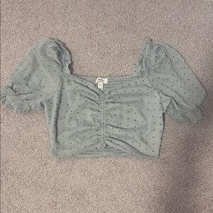 Women's Green Puff Sleeve Top